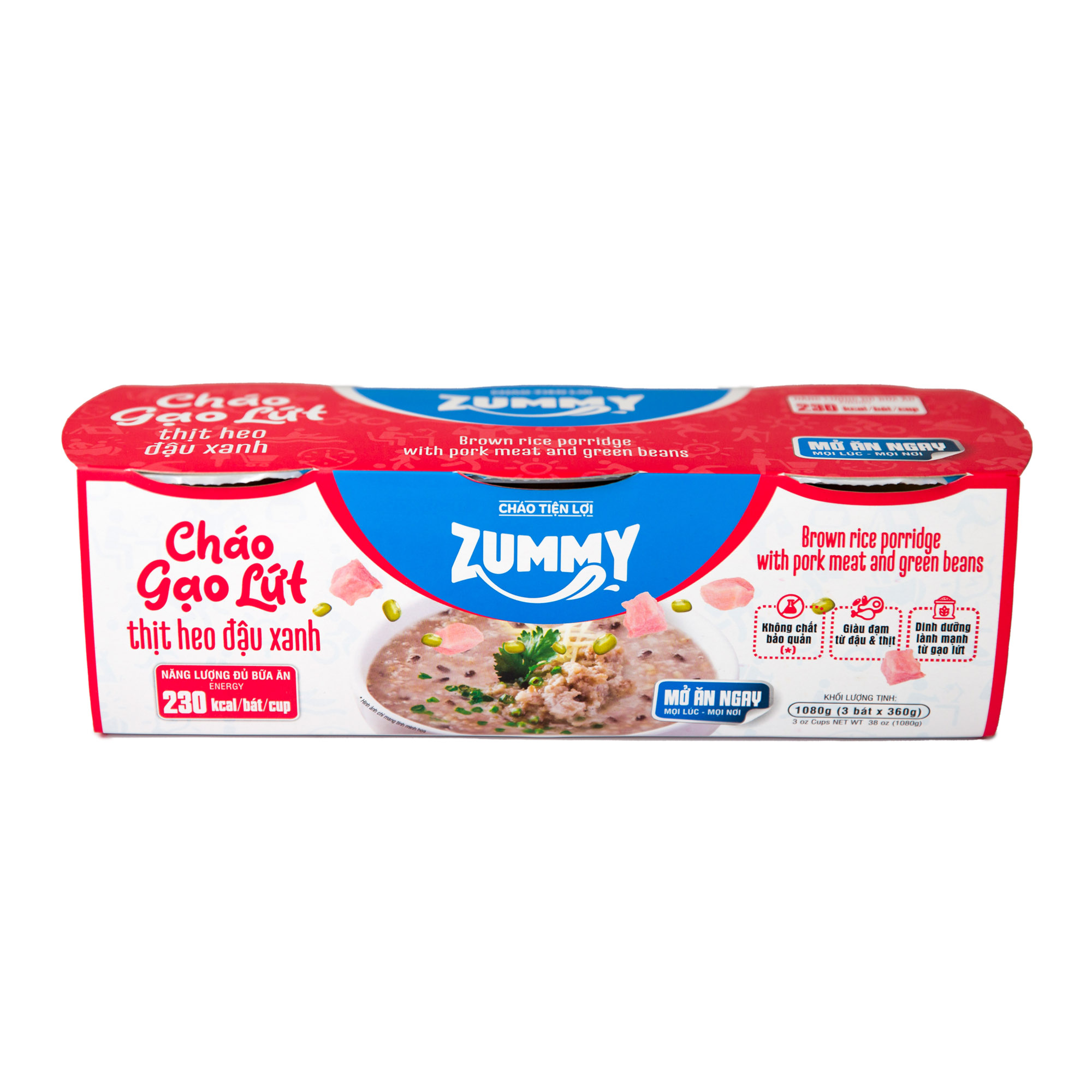  Zummy's Porridge - Brown rice porridge with pork meat and green beans (Pack 3) 