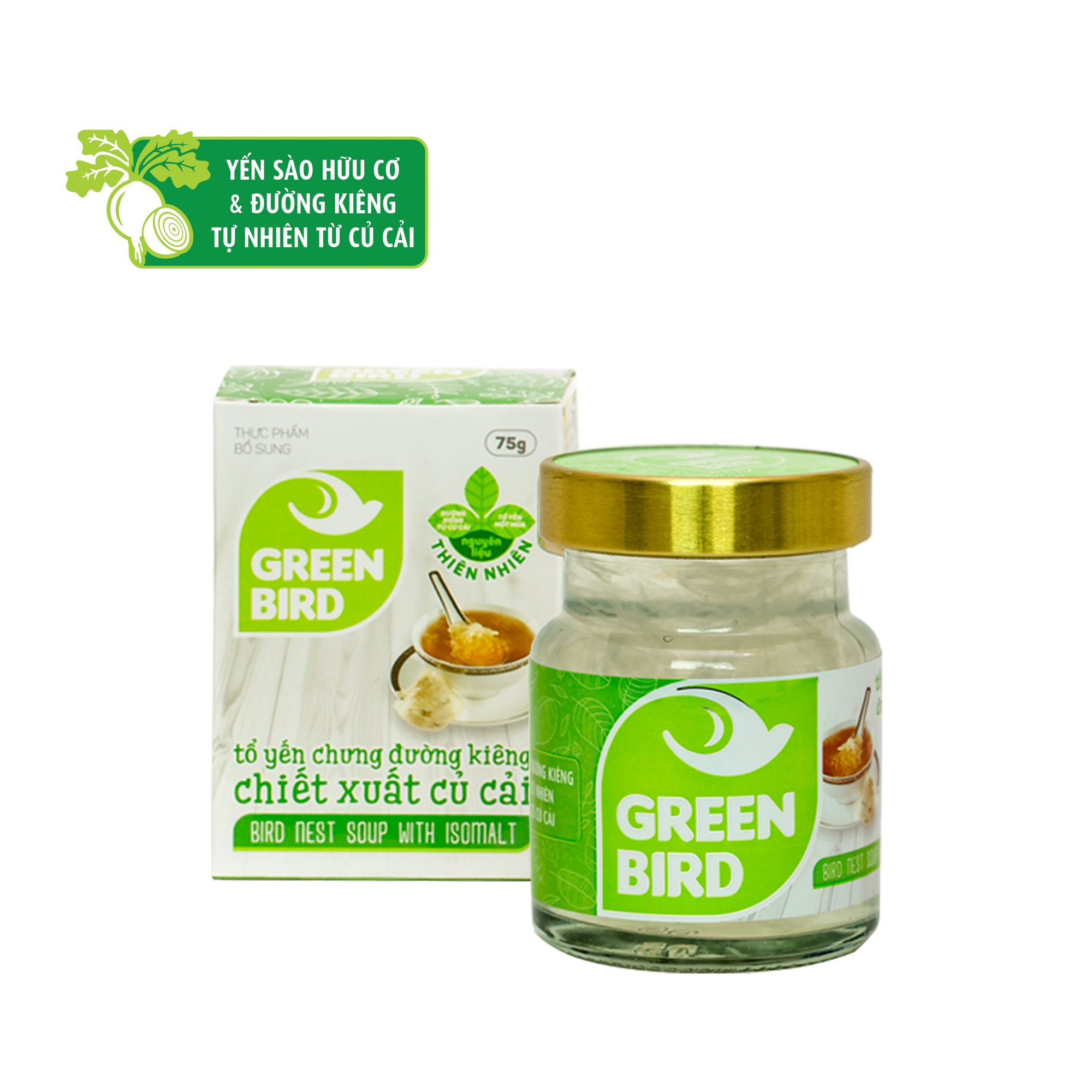  Green Bird - Nước Yến Sào Chưng Đường Kiêng Củ Cải - Hũ đơn 72g 