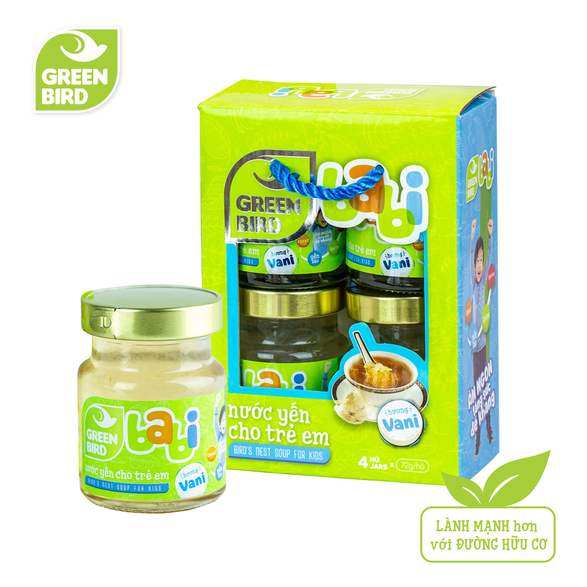  Green Bird - Bird’s nest soup for kids (Vanilla flavor) - Set 4 jars x 72g 