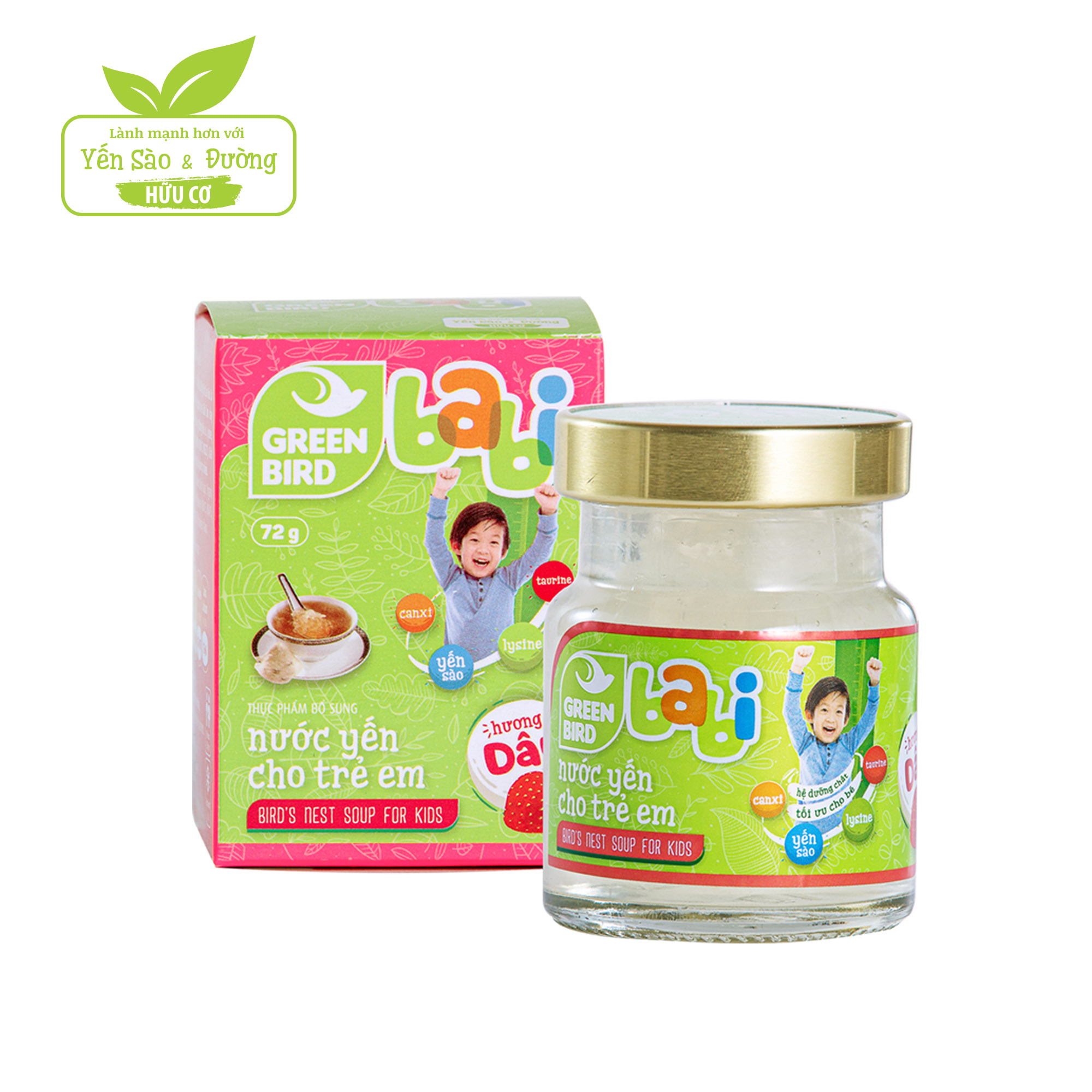  Green Bird - Bird’s nest soup for kids (Strawberry flavor) - jar 72g 