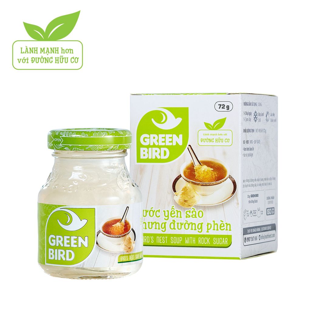 Nước Yến Sào Chưng Đường Phèn Green Bird 72g