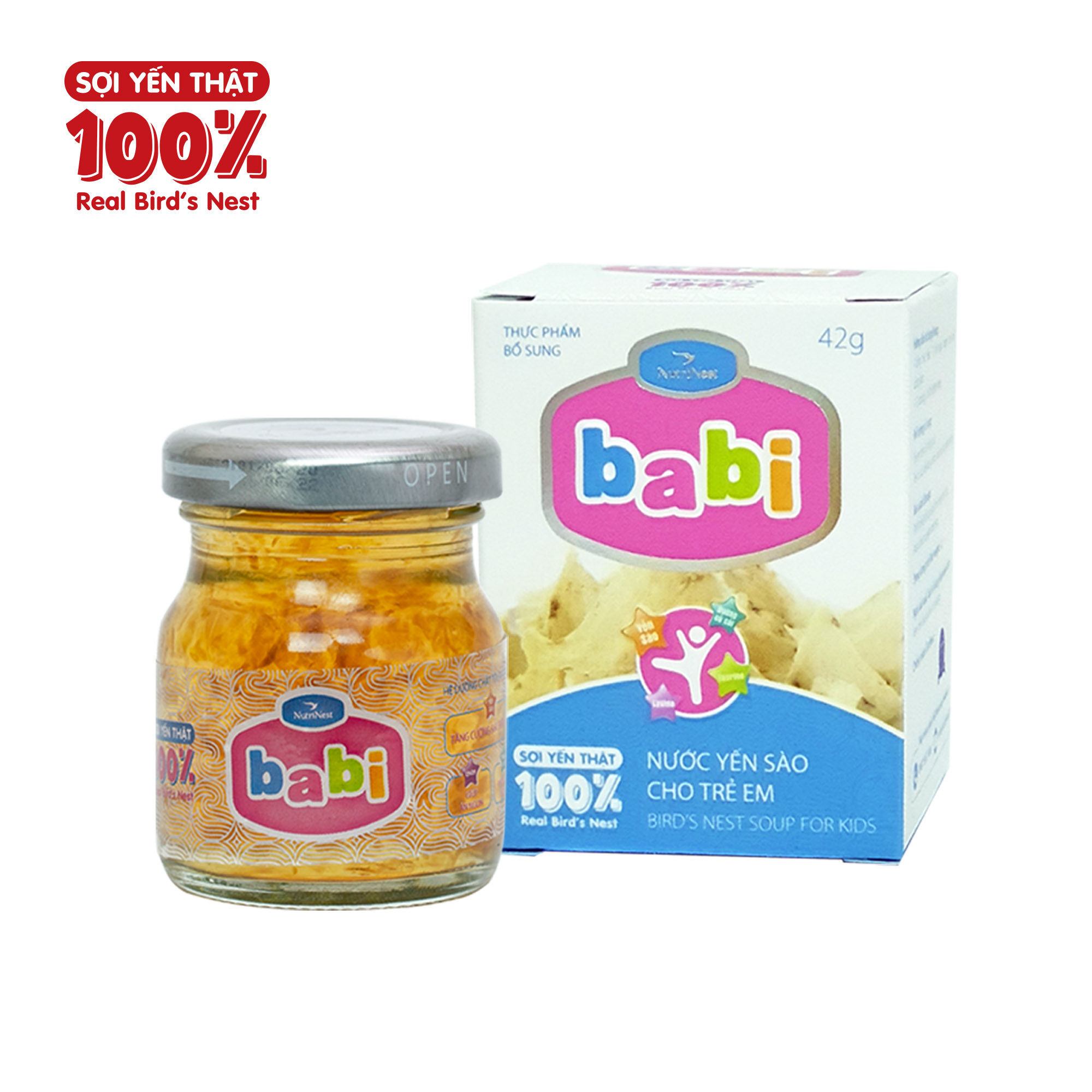  Babi - Bird's Nest Soup For Kids 100% Real Bird Nest - Jar 42gr 