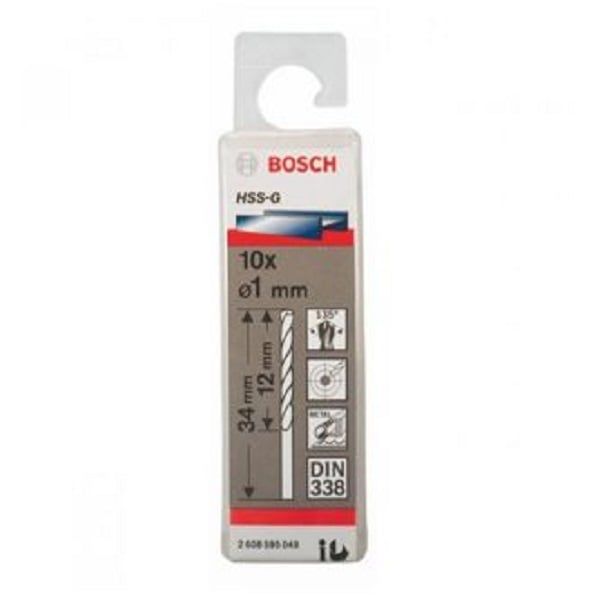 Mũi khoan sắt HSS-G 1mm (hộp 10 mũi) Bosch 2608595049