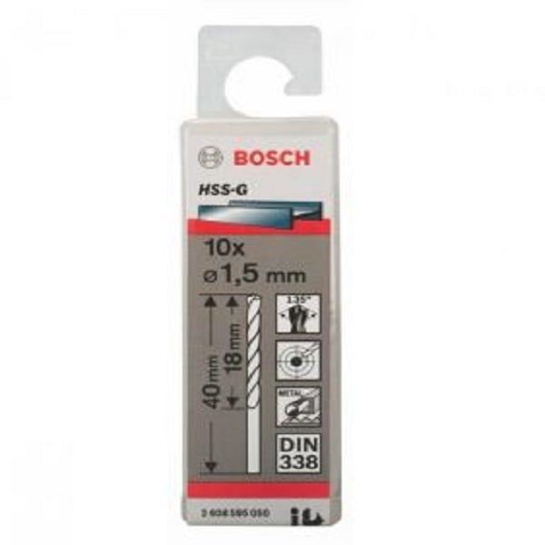 Mũi khoan sắt HSS-G 1.5mm (hộp 10 mũi) Bosch 2608595050