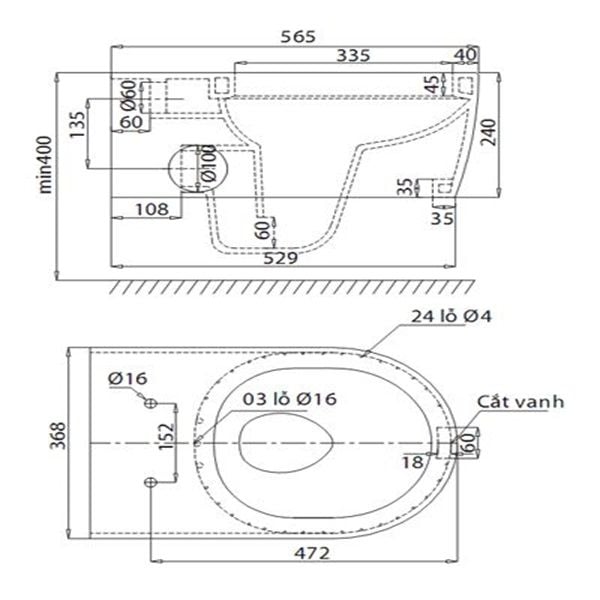 Bàn cầu âm tường Viglacera V55
