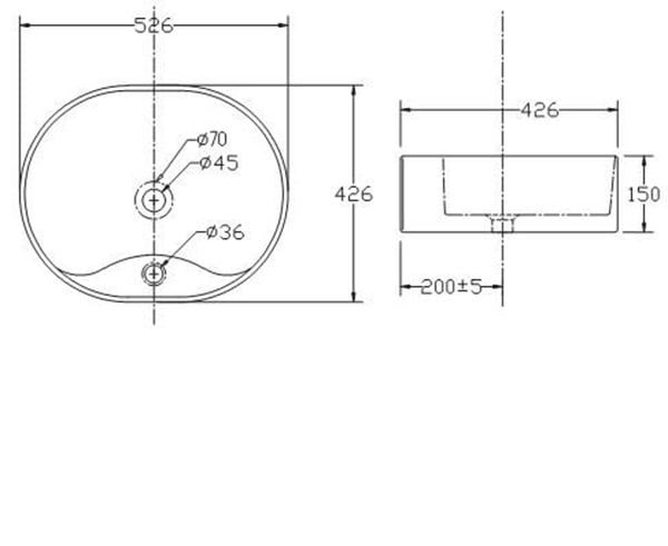 Chậu rửa đặt trên bàn Viglacera CD19