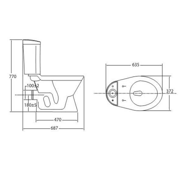 Bàn cầu 2 khối Viglacera VI66P