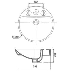Chậu rửa đặt trên bàn Viglacera V26