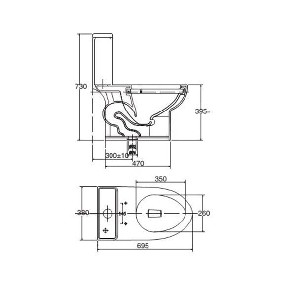 Bàn cầu 1 khối Viglacera V64