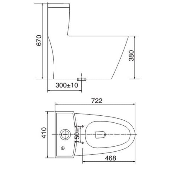 Bàn cầu 1 khối Viglacera V62