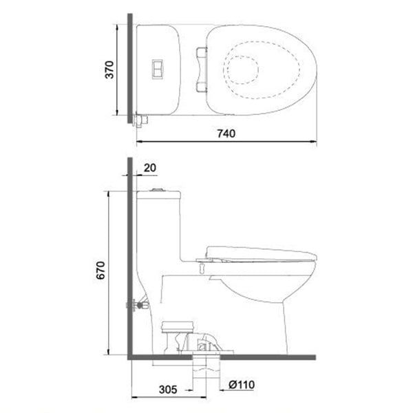 Bàn cầu 1 khối Viglacera MK2