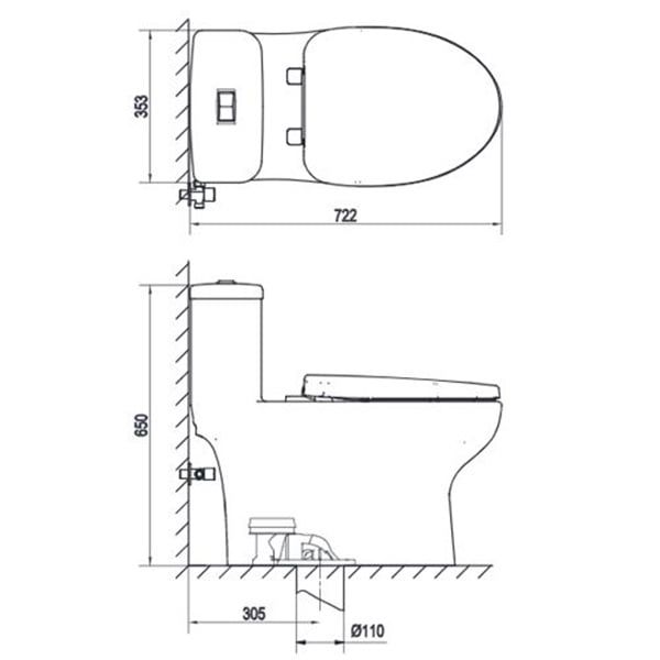 Bàn cầu 1 khối Viglacera S309