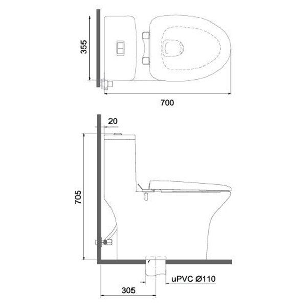 Bàn cầu 1 khối Viglacera V72