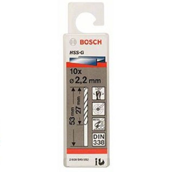 Mũi khoan sắt HSS-G 2.2mm (hộp 10 mũi) Bosch 2608595052