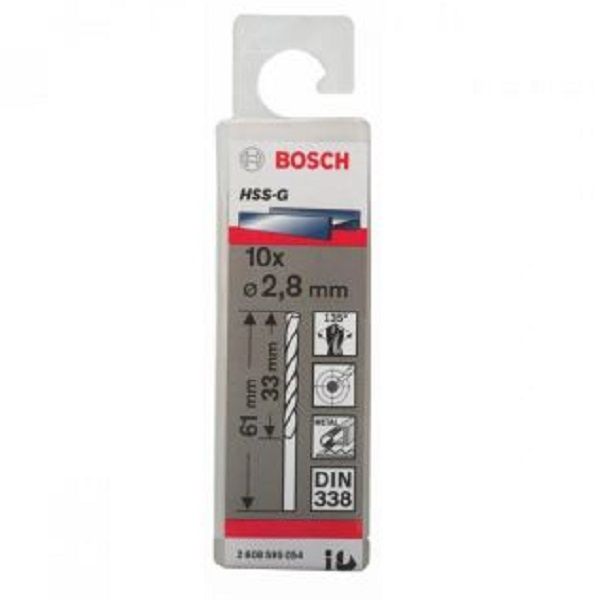Mũi khoan sắt HSS-G 2.8mm (hộp 10 mũi) Bosch 2608595054