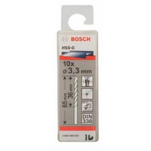 Mũi khoan sắt HSS-G 3.3mm (hộp 10 mũi) Bosch 2608595057