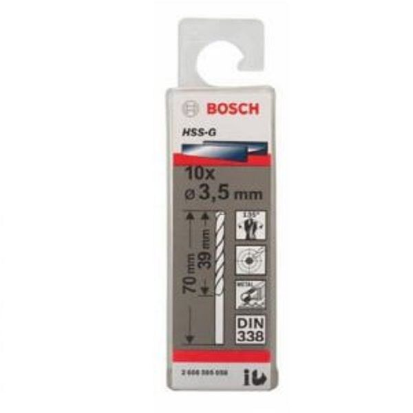 Mũi khoan sắt HSS-G 3.5mm (hộp 10 mũi) Bosch 2608595058