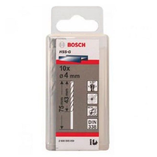 Mũi khoan sắt HSS-G 4mm (hộp 10 mũi) Bosch 2608595059