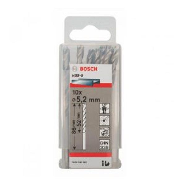Mũi khoan sắt HSS-G 5.2mm (hộp 10 mũi) Bosch 2608595063