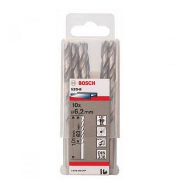 Mũi khoan sắt HSS-G 6.2mm (hộp 10 mũi) Bosch 2608595067