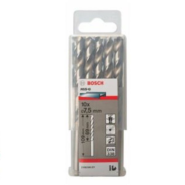 Mũi khoan sắt HSS-G 7.5mm (hộp 10 mũi) Bosch 2608595071