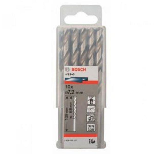 Mũi khoan sắt HSS-G 7.2mm (hộp 10 mũi) Bosch 2608595337
