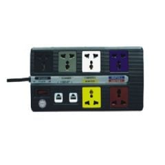 Ổ cắm đa năng trung tâm có mạch chống sét đường thông tin 6 ổ màu đen LIOA