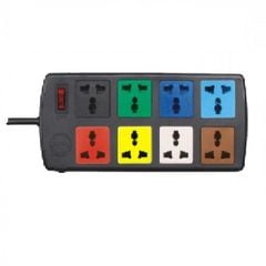 Ổ cắm kéo dài đa năng 2200W - 3300W 10A - 16A 250V~ 8 ổ 1 công tắc đen LIOA