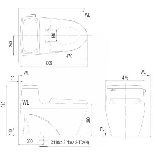 Bàn cầu 1 khối Inax AC-1035VN