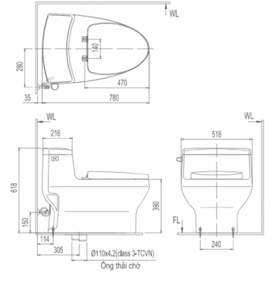 Bàn cầu 1 khối Inax AC-4005VN