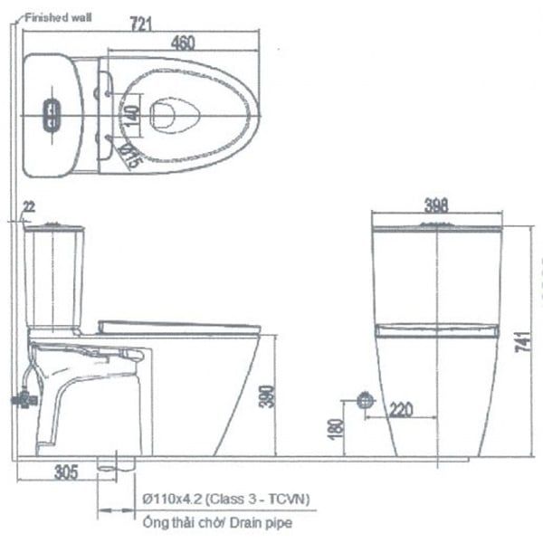 Bàn cầu 2 khối Inax AC-602VN