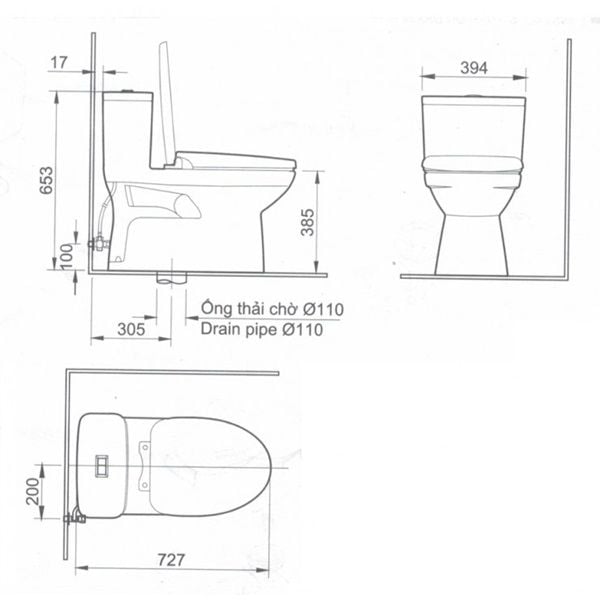 Bàn cầu 1 khối  Inax AC-969VN-2