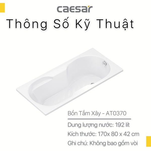 Bồn Tắm Không Chân - Không Yếm Caesar AT0370