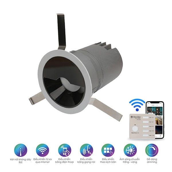 Đèn Led Downlight đổi màu AT18.BLE 80/12W (FW) Rạng đông