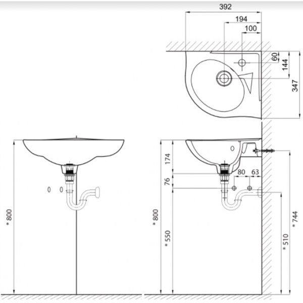 Chậu rửa treo tường góc Inax L-281V