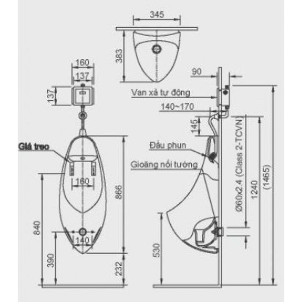 Bồn tiểu nam Inax U-417V
