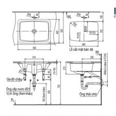 Chậu rửa âm bàn Inax L-2298V