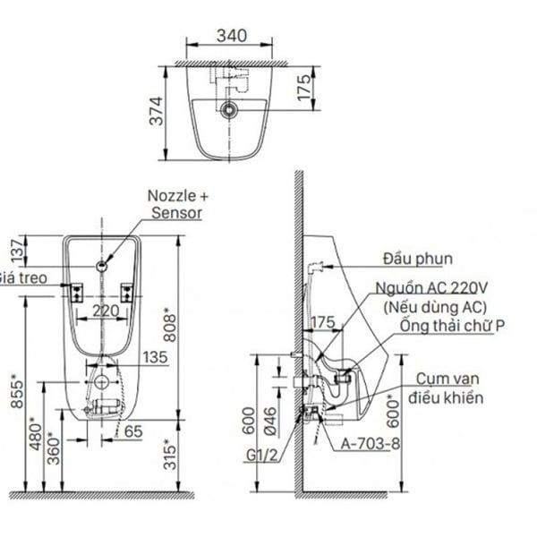 Bồn tiểu nam Inax AU-468IR