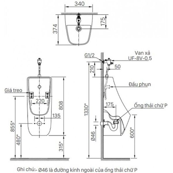 Bồn tiểu nam Inax AU-468V