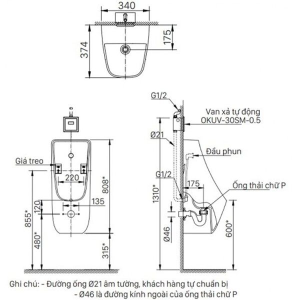 Bồn tiểu nam Inax AU-468VAC