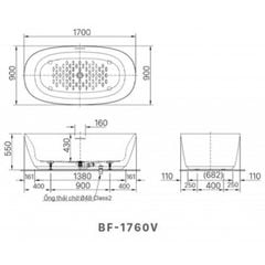 Bồn tắm đặt sàn Inax BF-1760V