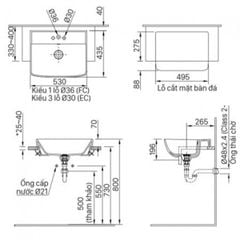 Chậu rửa bán âm Inax L-345V
