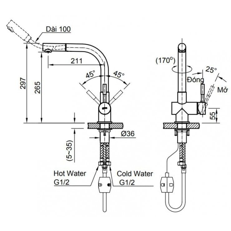 Vòi bếp Inax SFV-1013SX