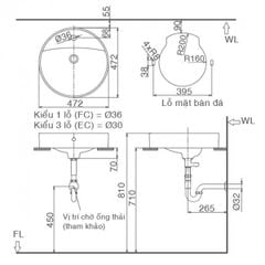 Chậu rửa đặt bàn Inax L-294V(EC/FC)