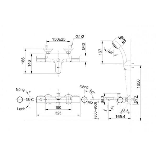 Sen tắm nhiệt độ Inax BFV-3413T-8C