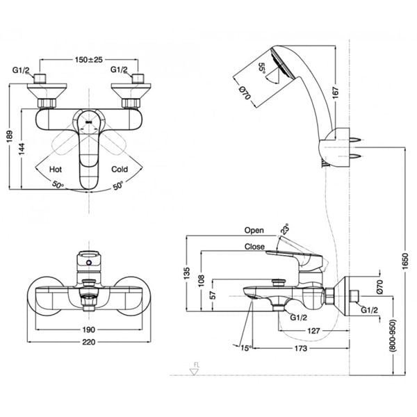 Sen tắm gắn tường Inax BFV-1403S-4C