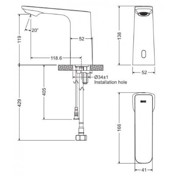 Vòi chậu cảm ứng nóng lạnh Inax AMV-91K