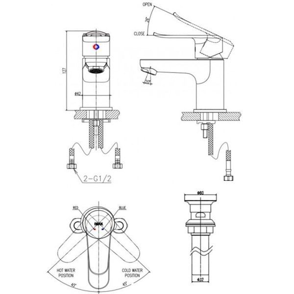 Vòi chậu nóng lạnh Inax LFV-2012S-R