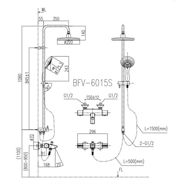 Sen tắm nhiệt độ Inax BFV-6015S