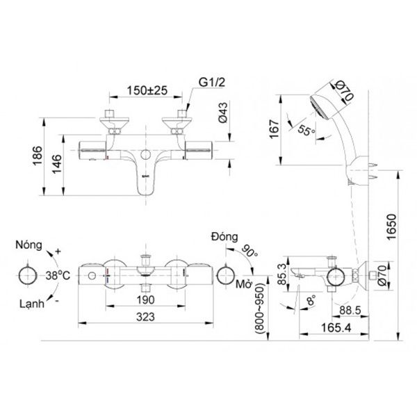 Sen tắm nhiệt độ Inax BFV-3413T-3C